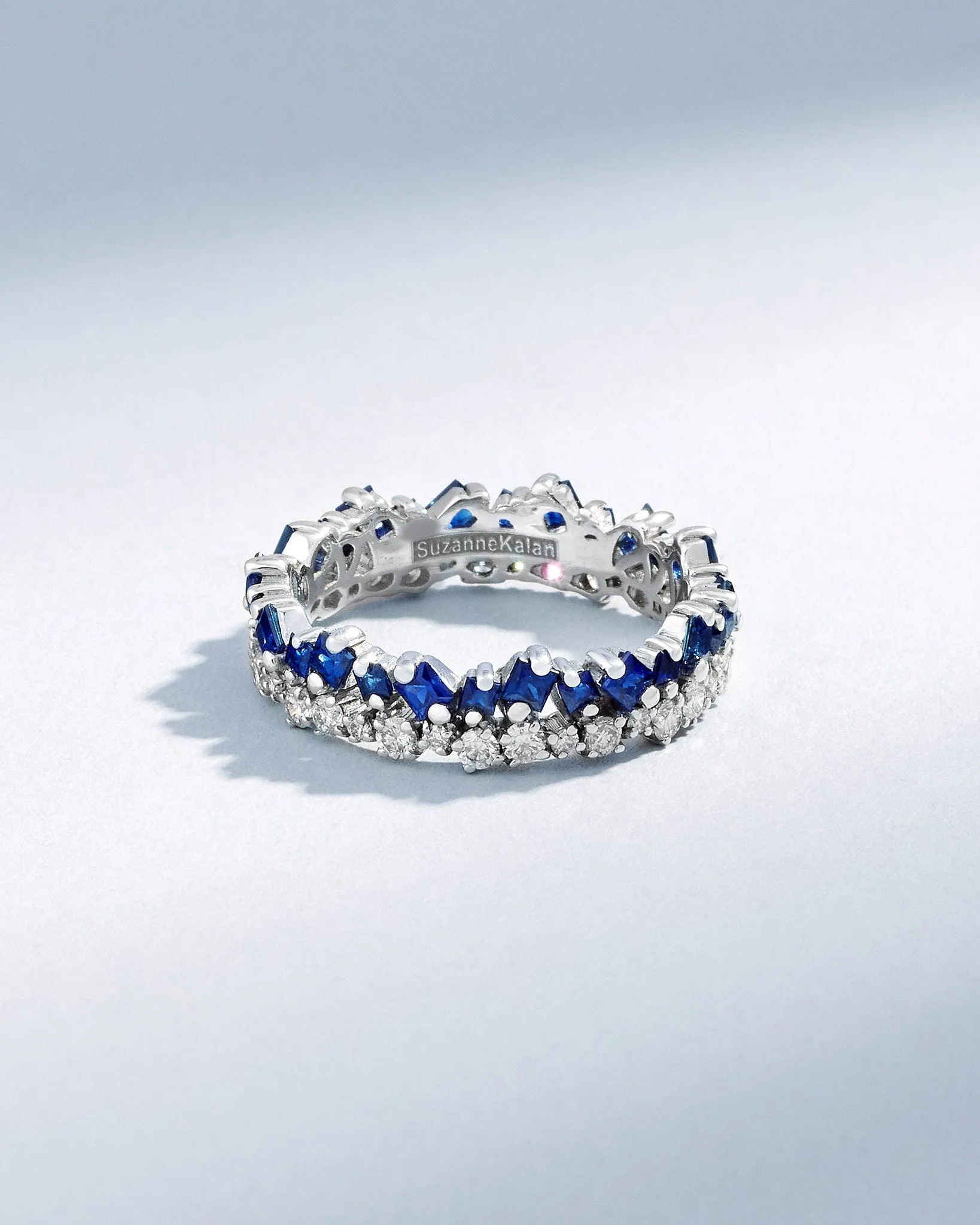 La Fantaisie Short Stack Dark Blue Sapphire Eternity Band