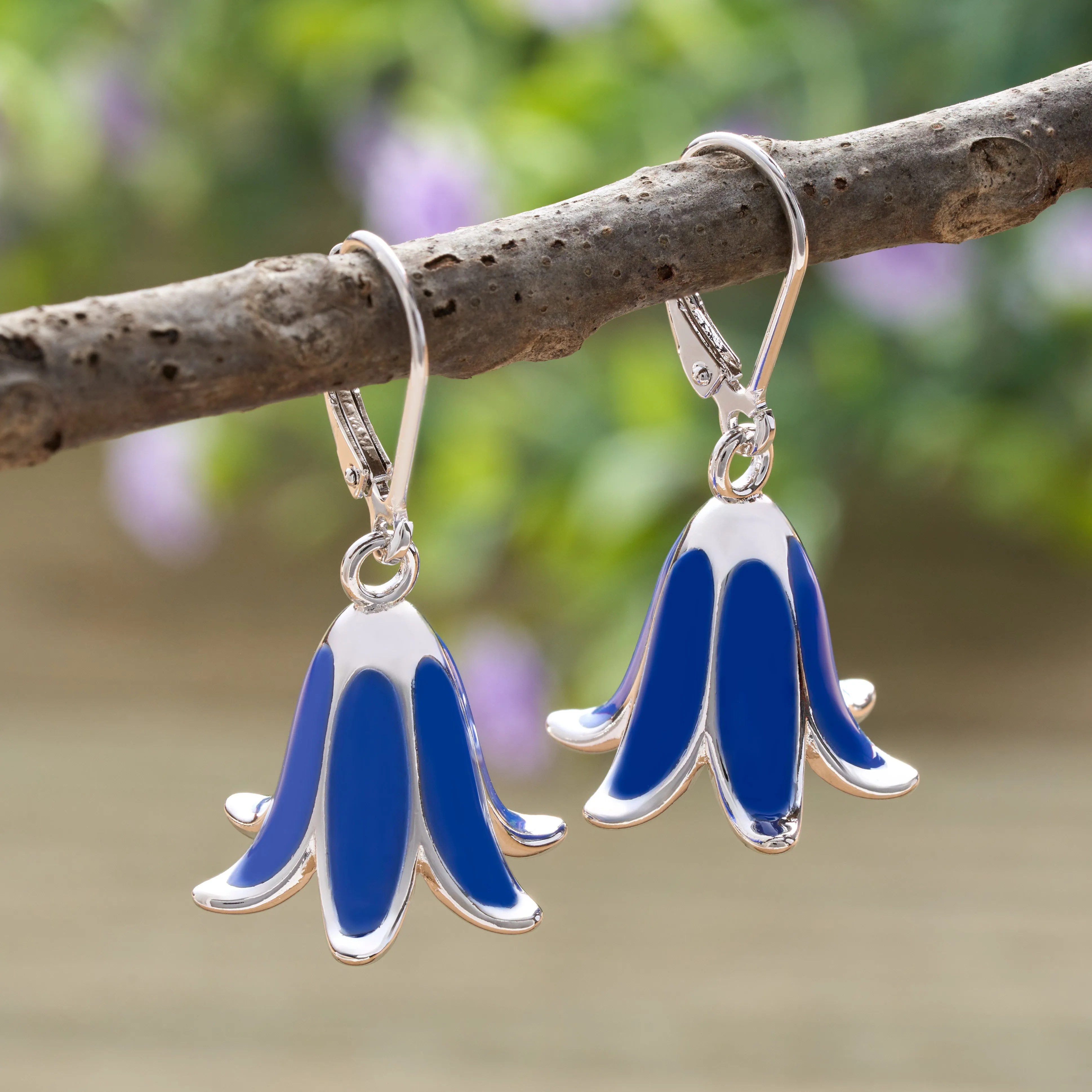 Leverback Bluebell Flower Earrings