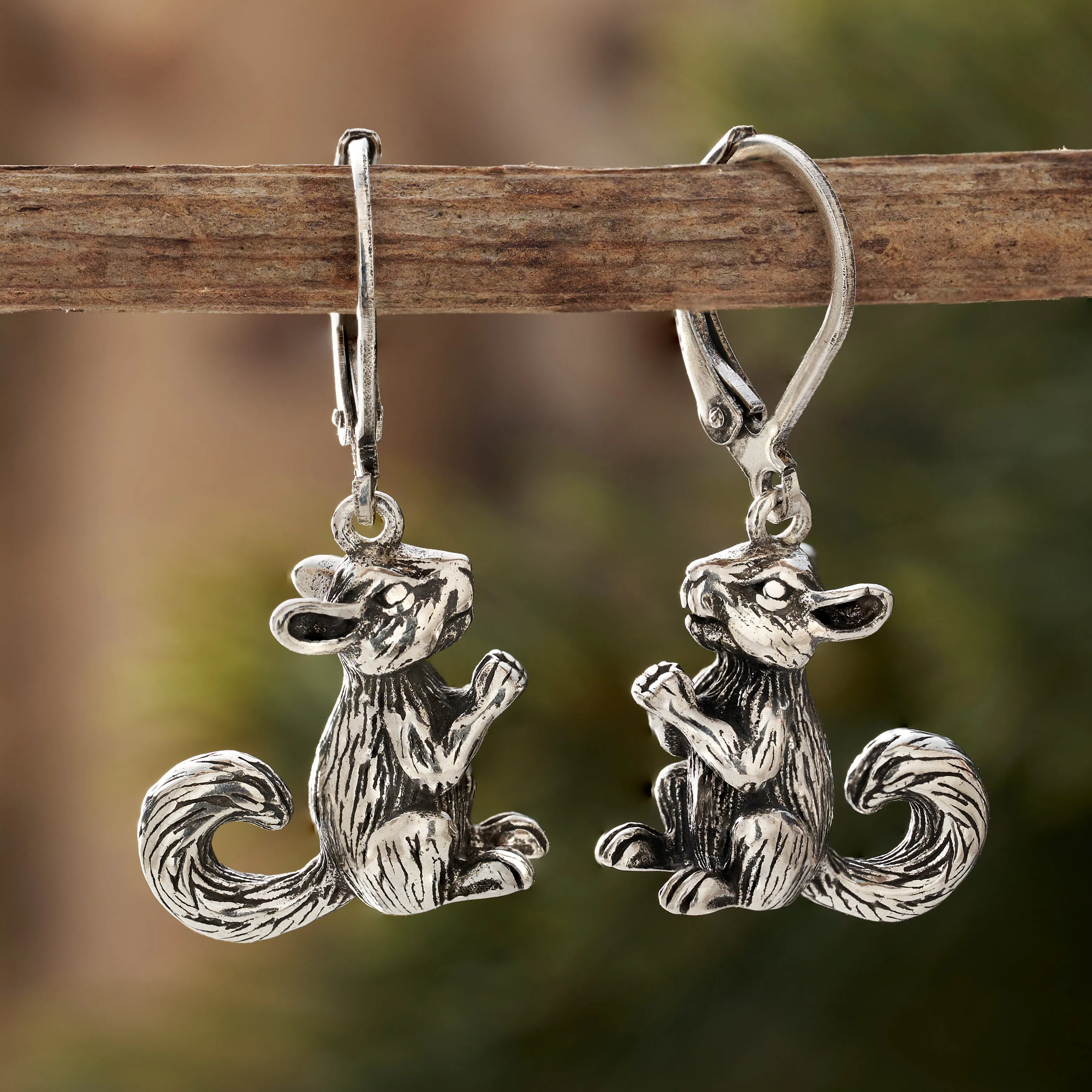 Leverback Vintage 3D Squirrel Earrings