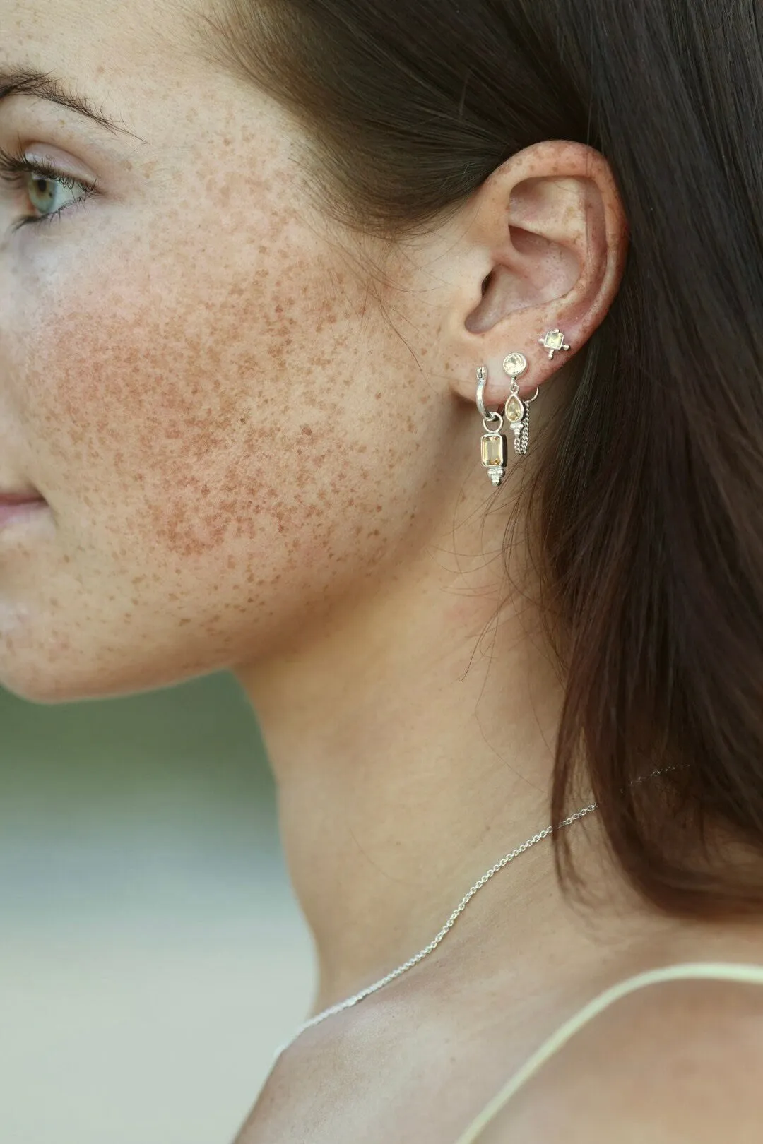 Lia Citrine Silver Hoops