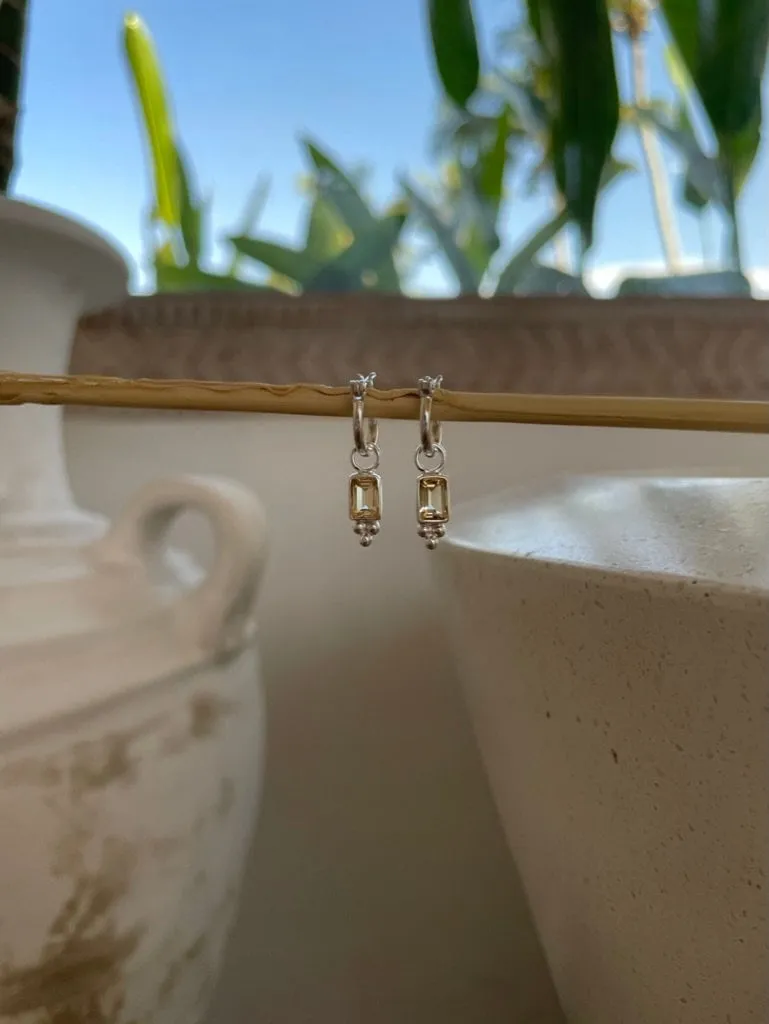 Lia Citrine Silver Hoops