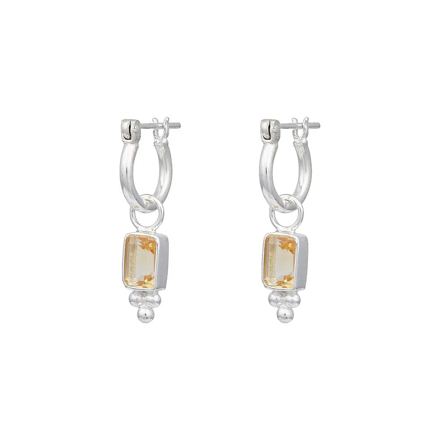 Lia Citrine Silver Hoops