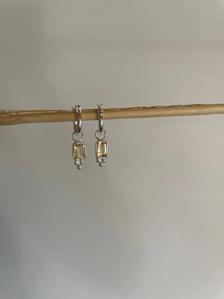 Lia Citrine Silver Hoops