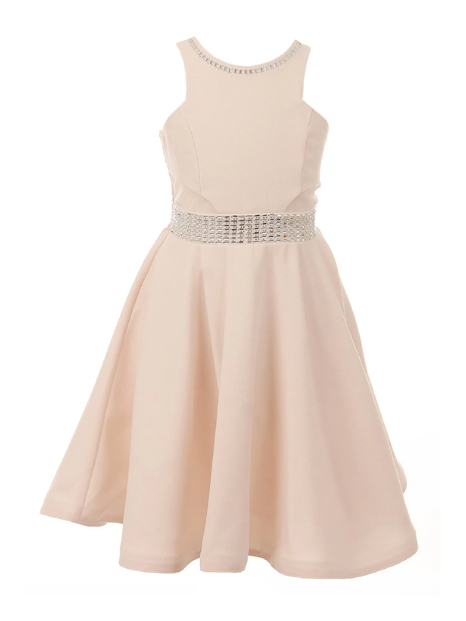 Little Girls Cream Studs Fitted Flower Girl Dress 4-6