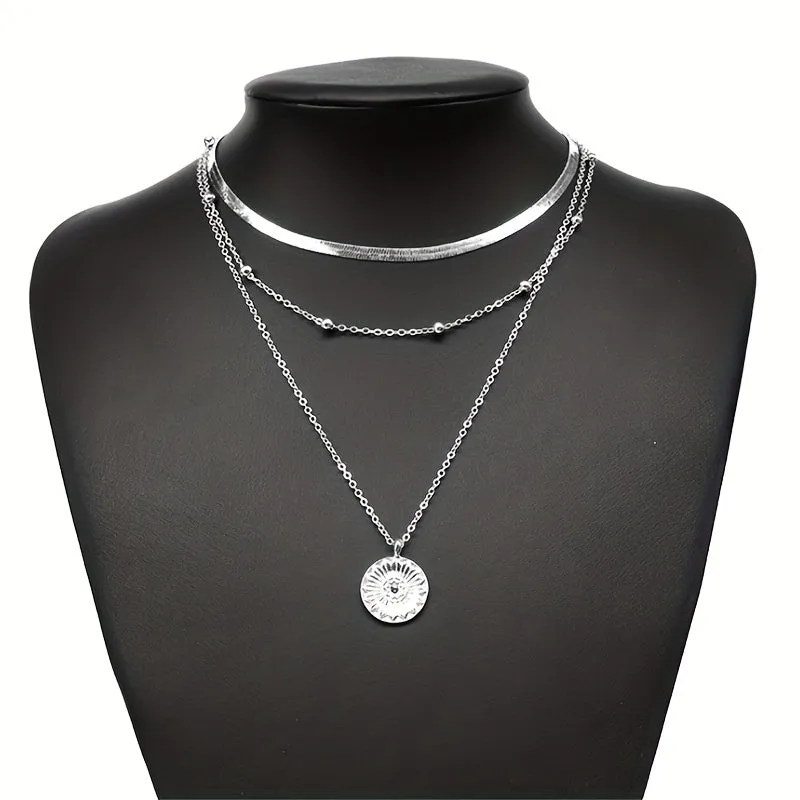 Lotus Pattern Pendant Necklace in Silver Plating  Elegant and Chic