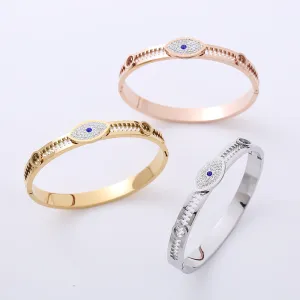 Luxurious Stainless Steel Diamond Inlay Bangles