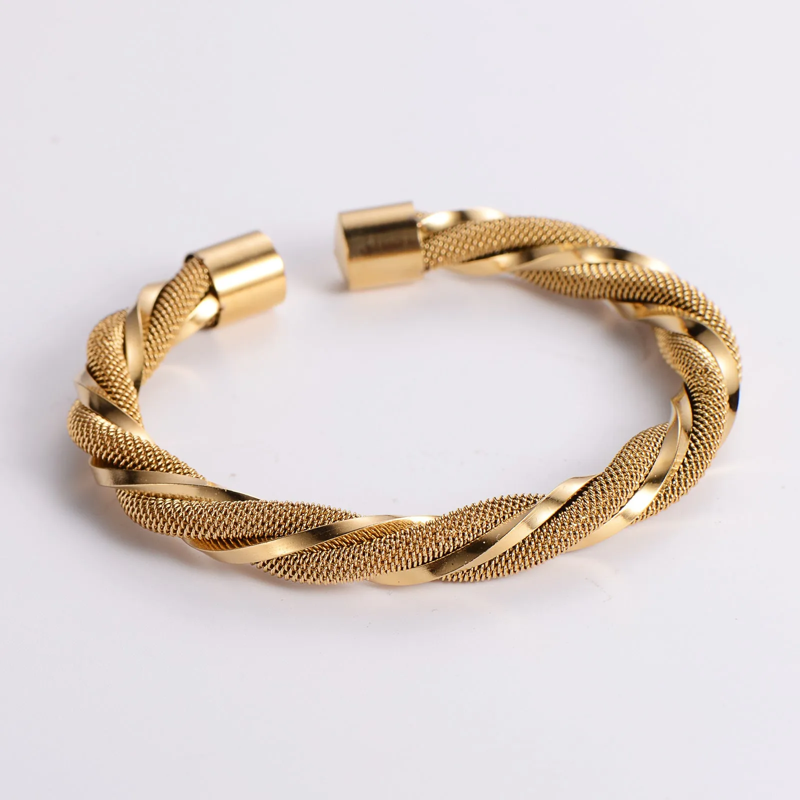 Luxurious Twisted Stainless Steel Electroplating Bangles