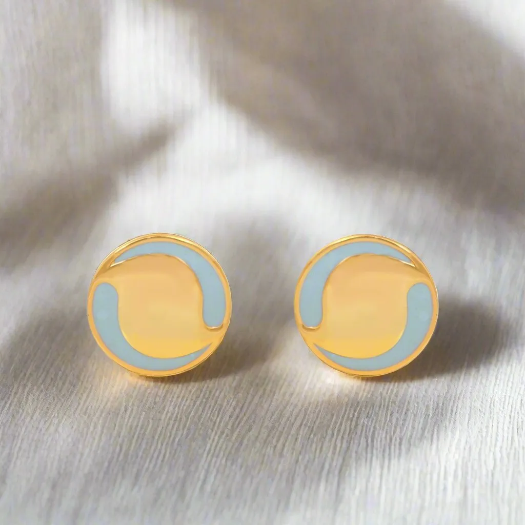 Luxury Button Earrings Elegant Blue