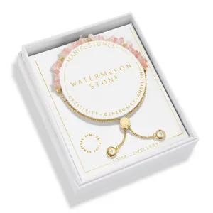 Manifestones Watermelon Stone Gold Plated Bracelet 7449