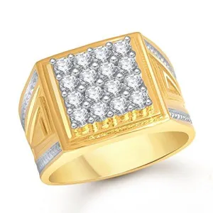 Meenaz Ring For Men Gold Plated In American Diamond Cz FR457 Ring size -20