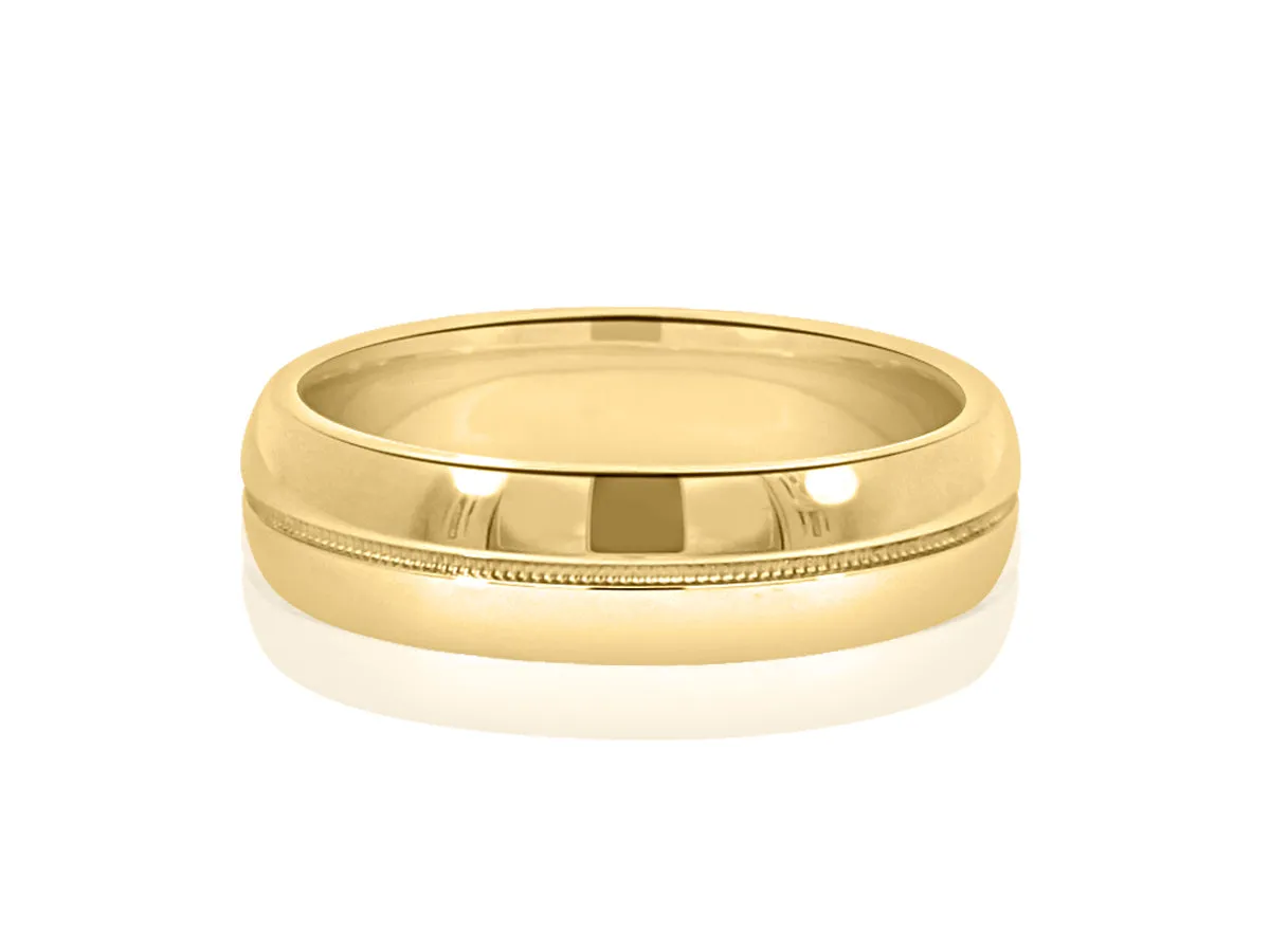 Milgrain Yellow Gold Men's Band