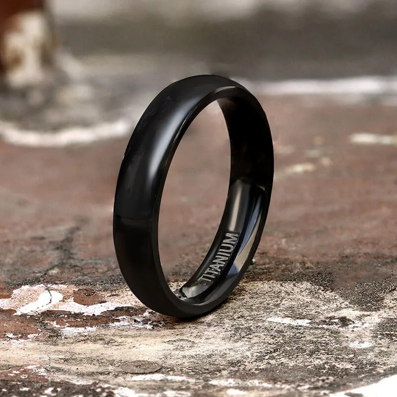 Minimalist Black Glossy Titanium Ring