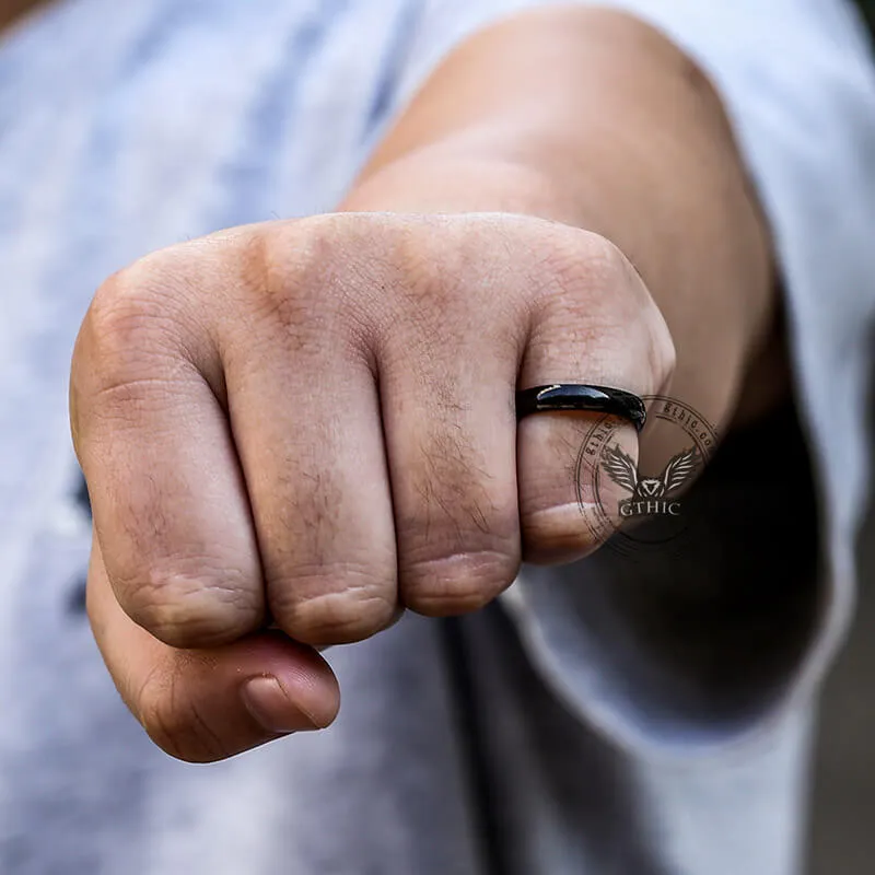 Minimalist Black Glossy Titanium Ring