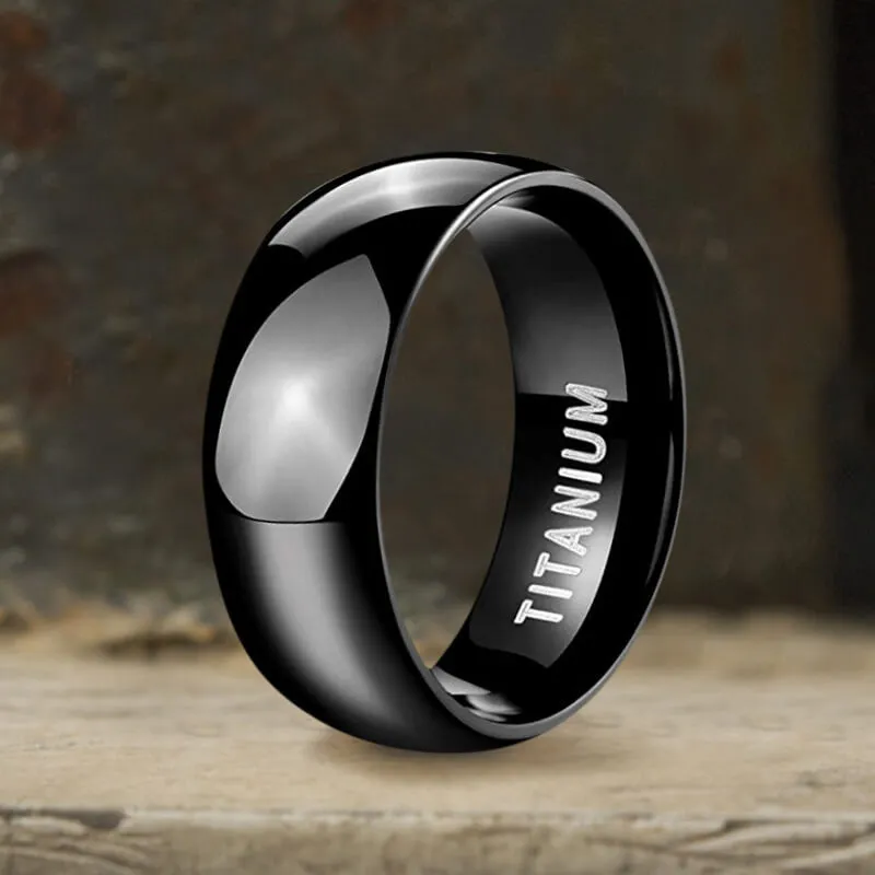 Minimalist Black Glossy Titanium Ring