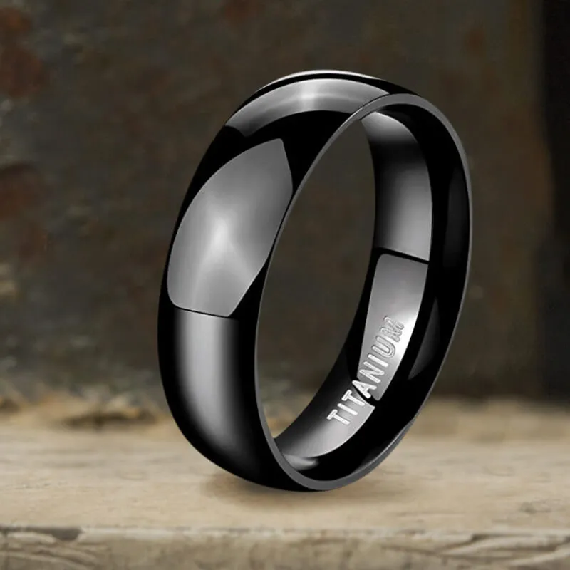 Minimalist Black Glossy Titanium Ring