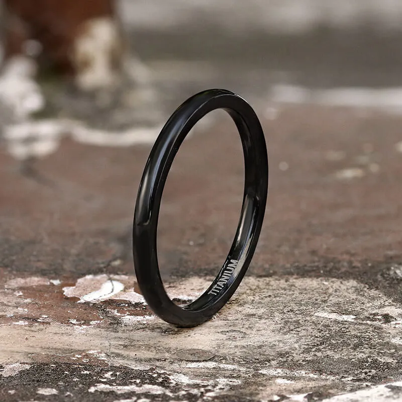 Minimalist Black Glossy Titanium Ring