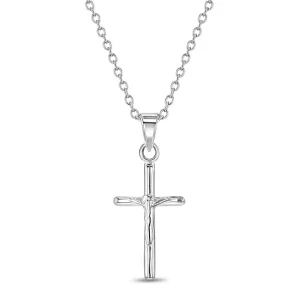 Modern Crucifix Cross Kids / Boy's / Boys Pendant/Necklace - Sterling Silver