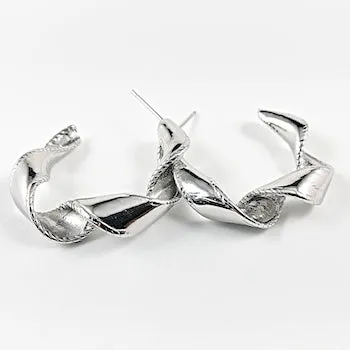 Nice twisted shiny metallic design hoop steel earrings