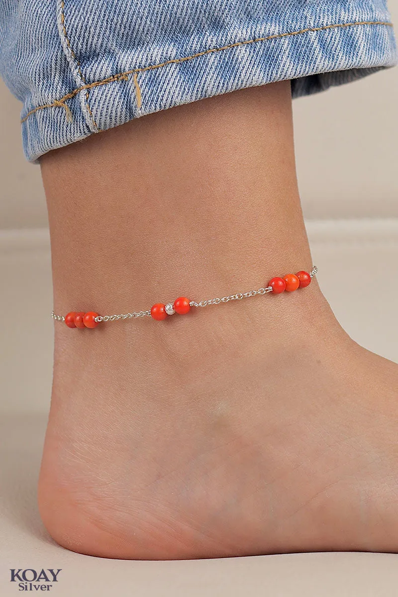 Orange Stones Anklet