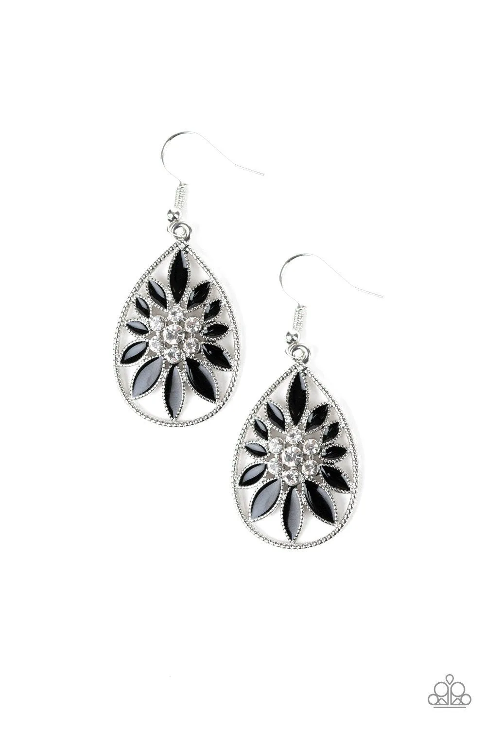 Paparazzi Earring ~ Floral Morals - Black