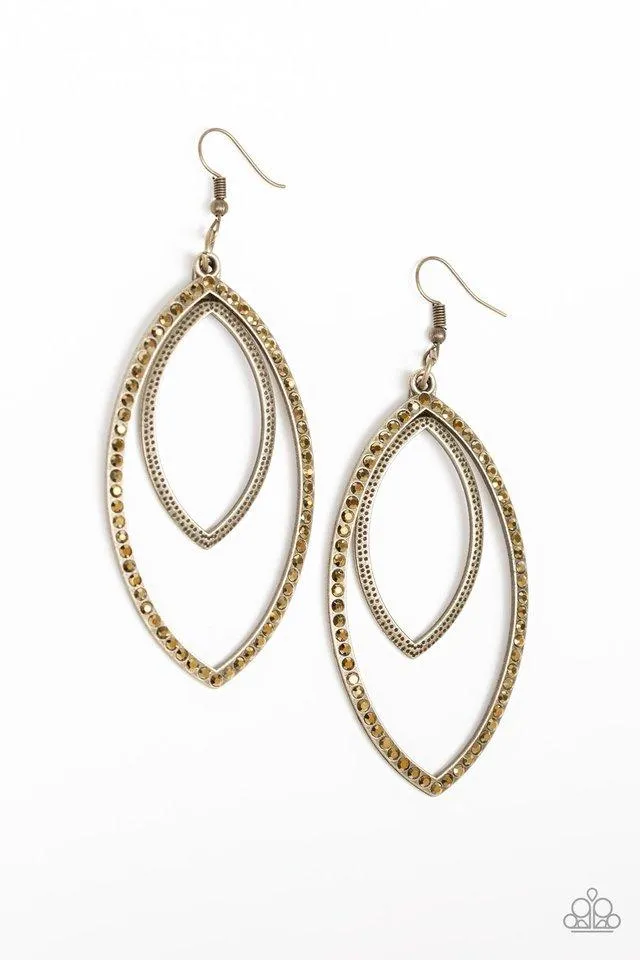 Paparazzi Earring ~ High Maintenance - Brass