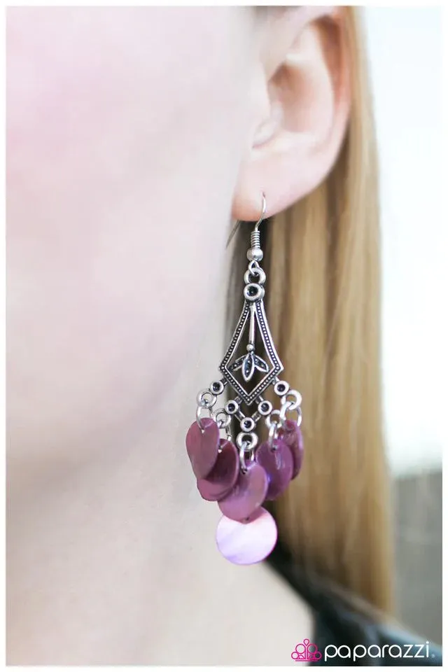 Paparazzi Earring ~ Keep in Touch - Purple