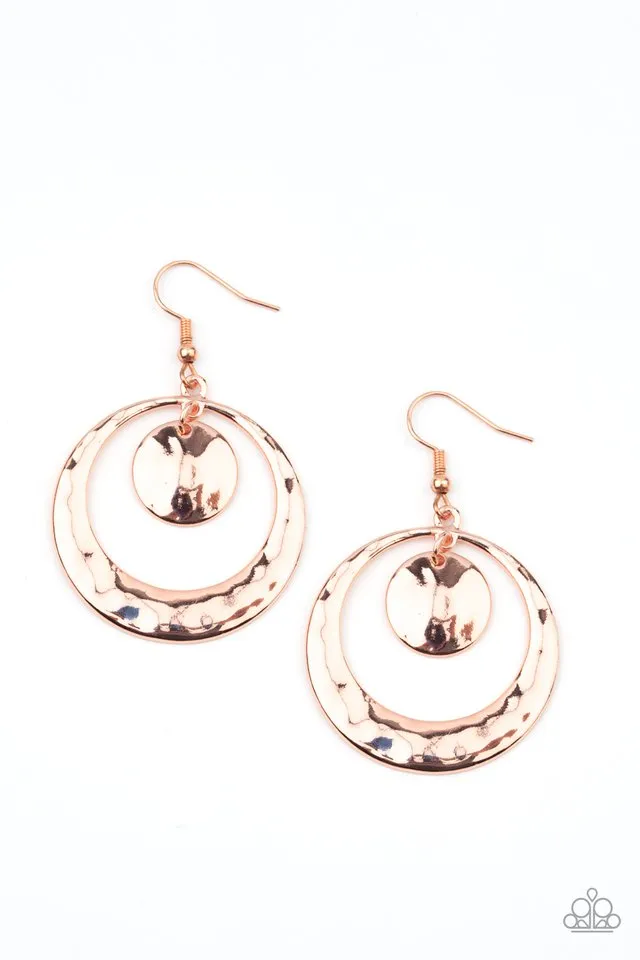 Paparazzi Earring ~ Rounded Radiance - Copper