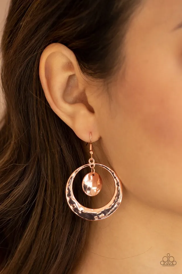 Paparazzi Earring ~ Rounded Radiance - Copper