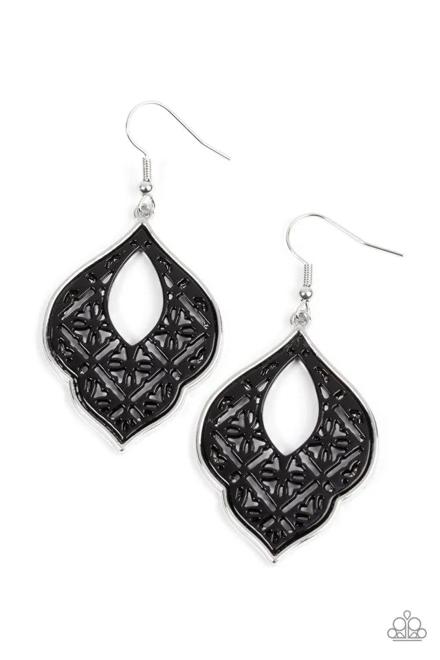 Paparazzi Earring ~ Thessaly Terrace - Black