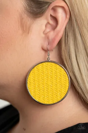 Paparazzi Earring ~ Wonderfully Woven - Yellow