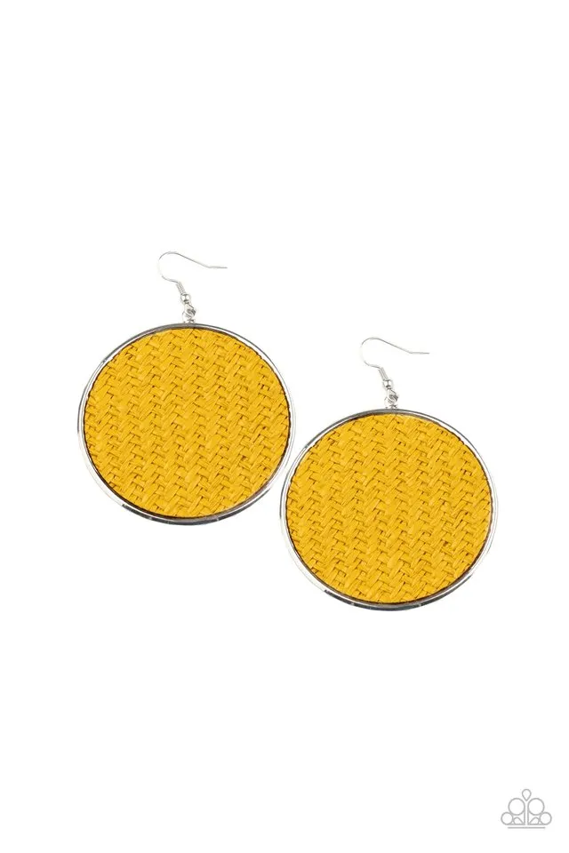 Paparazzi Earring ~ Wonderfully Woven - Yellow