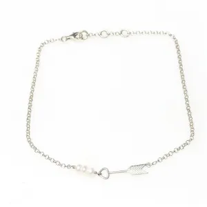 Pearl Tide Arrow Anklet Silver