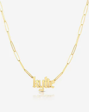 Personalized Gothic Name   Link Chain Necklace