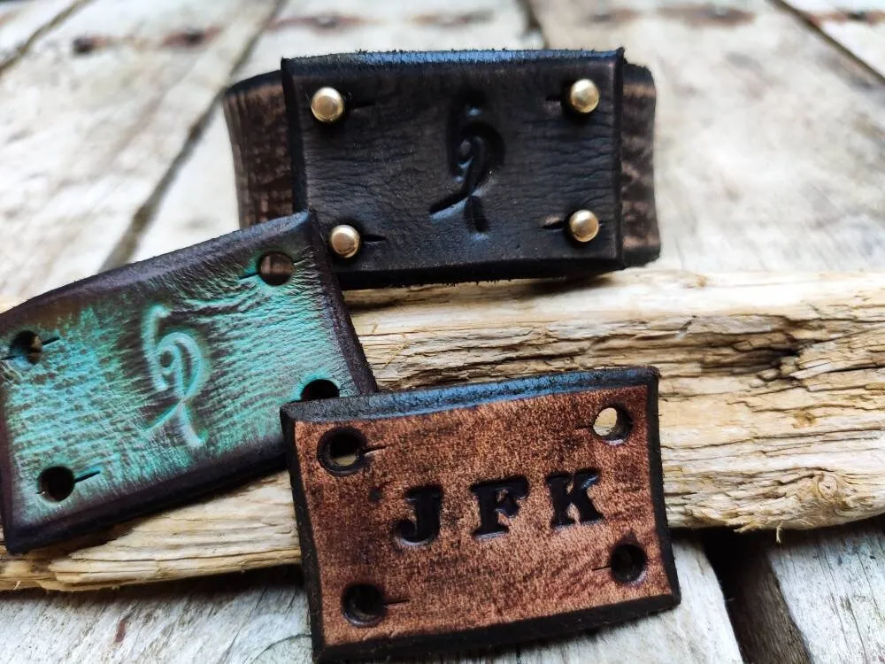 Personalized Leather Bracelet - Customize Patch Design - Perfect Gift for Men and Dad - Name Engraving Option - Christmas Gift