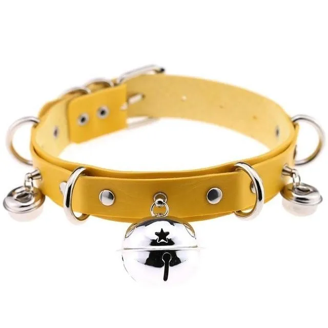 Pleather Cat Bell Collar