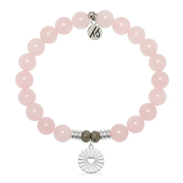 Prayers Collection: Rose Quartz Gemstone Bracelet with Prayers of Love Sterling Silver Charm