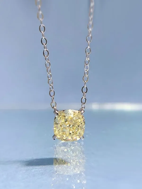 Princess Cut Sparkling Necklace 925 Sterling Silver Cubic Zirconia Women's Fine Jewelry KESLEY