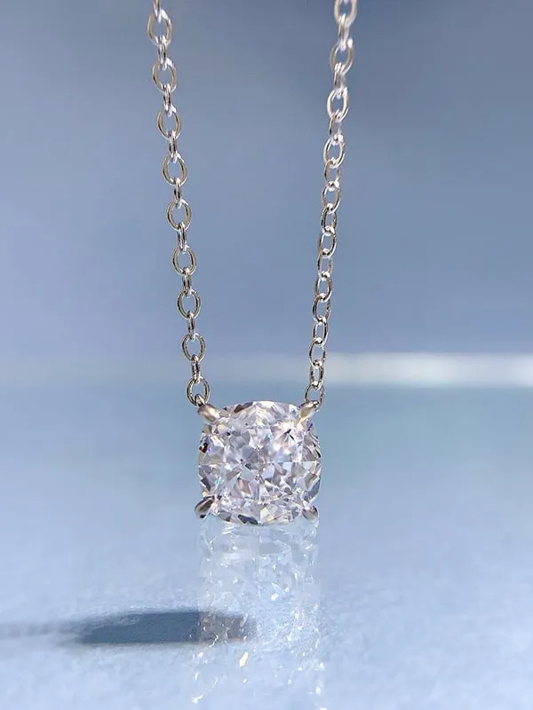 Princess Cut Sparkling Necklace 925 Sterling Silver Cubic Zirconia Women's Fine Jewelry KESLEY