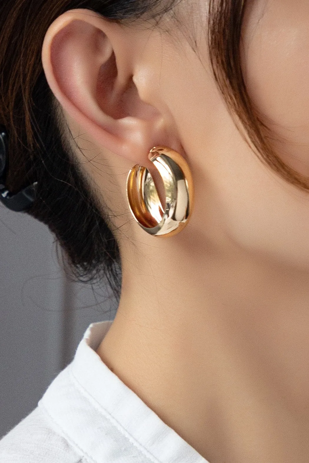 Puffy Metal Hoop Earrings