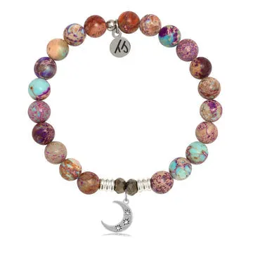 Purple Jasper Stone Bracelet with Friendship Stars Sterling Silver Charm