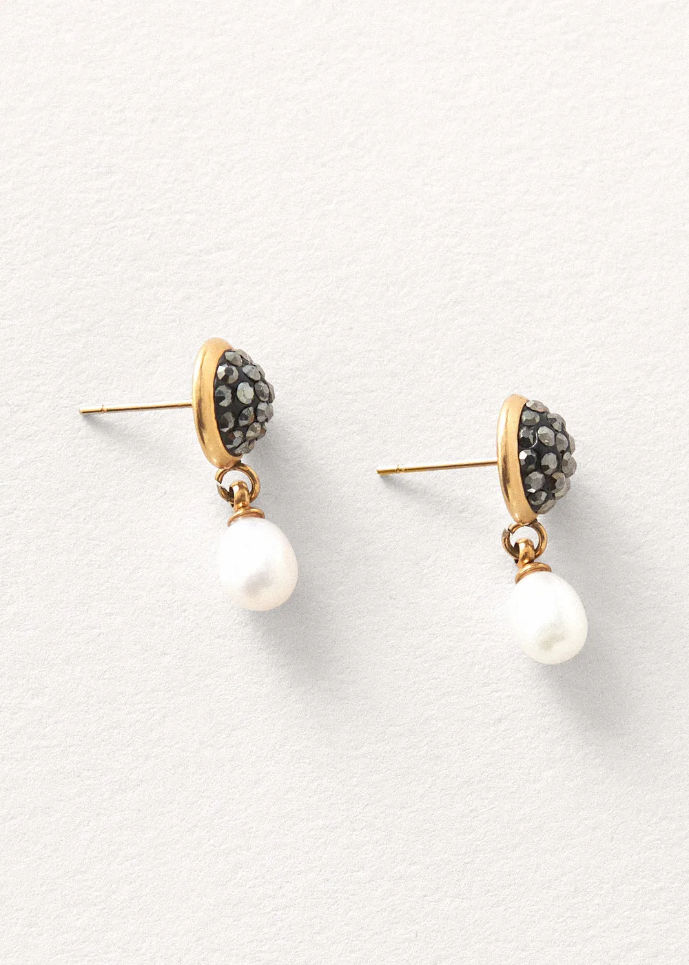 PYRITE PEARL DROP EARRING