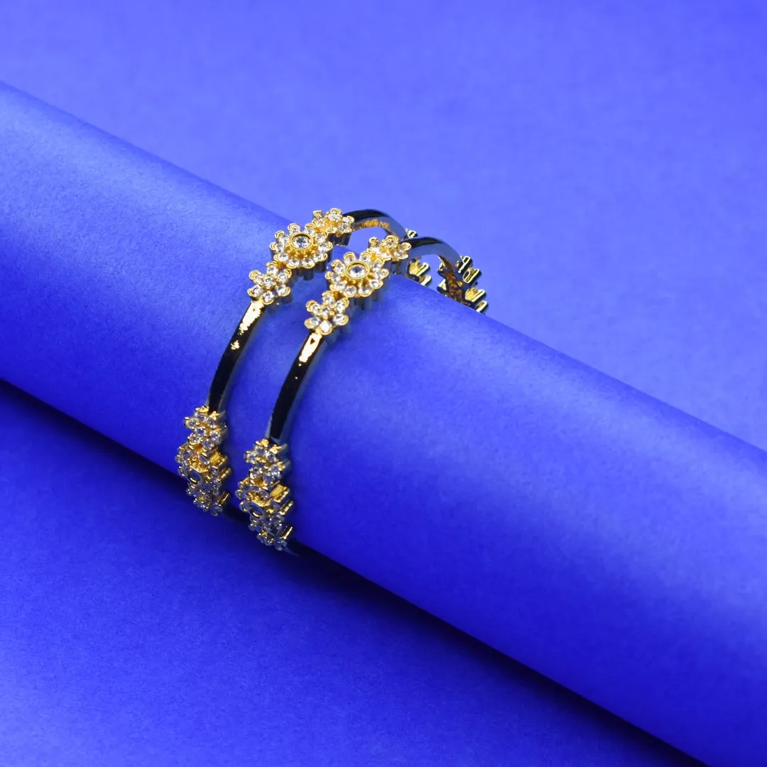 "Sparkle & Shine: Luxurious Gold-Plated American Diamond Baby Bangles"