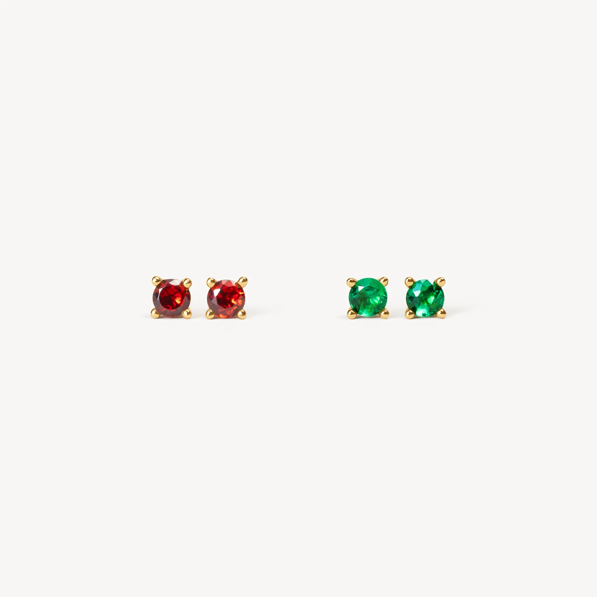 Red & Green Bijou Stud Earring Duo