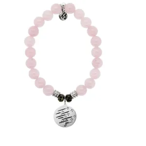 Rose Quartz Stone Bracelet with Birthday Wishes Sterling Silver Charm