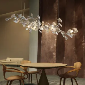 Rylight Linear Ginkgo Ceramic Chandelier for Dining Room/Kitchen island