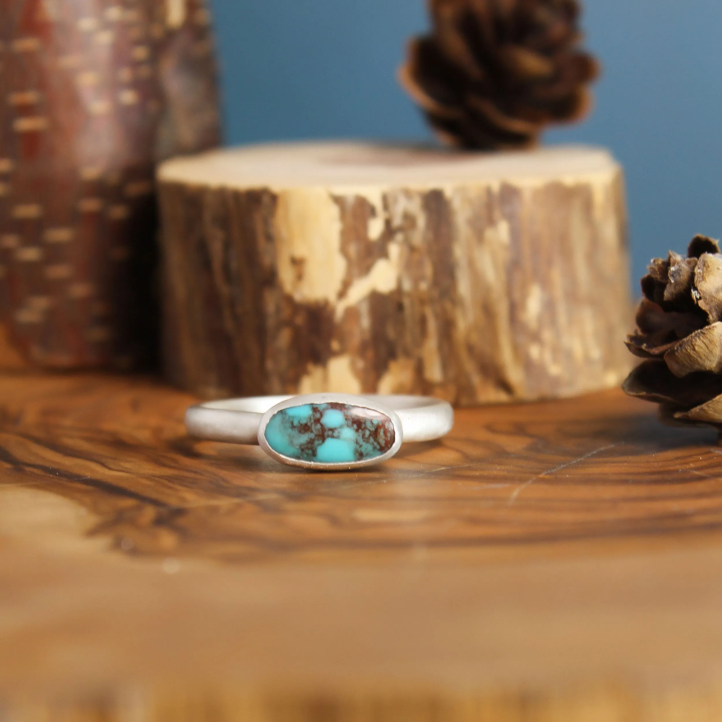 Skinny Silver Turquoise Ring