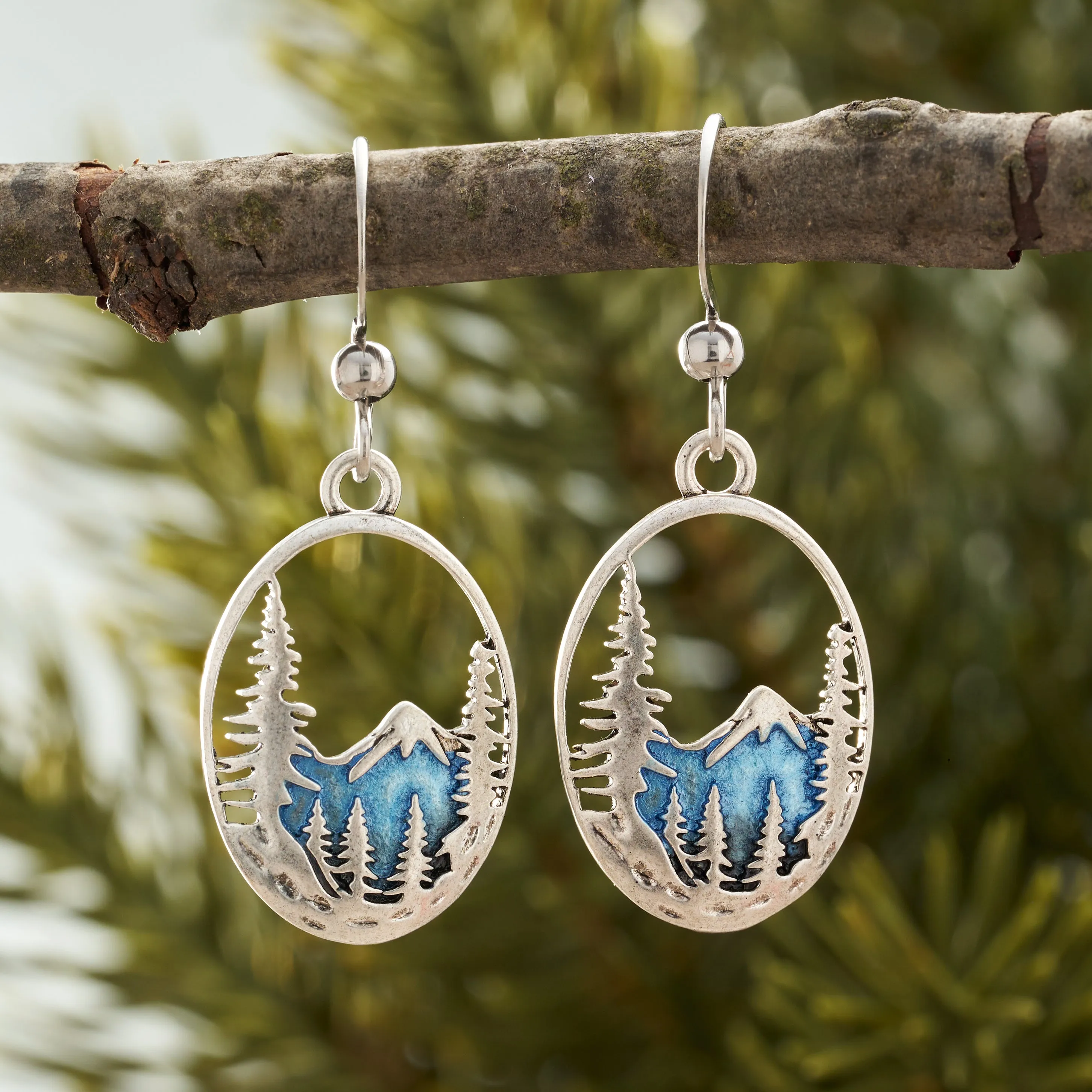 Snowy Forest Mountain Earrings