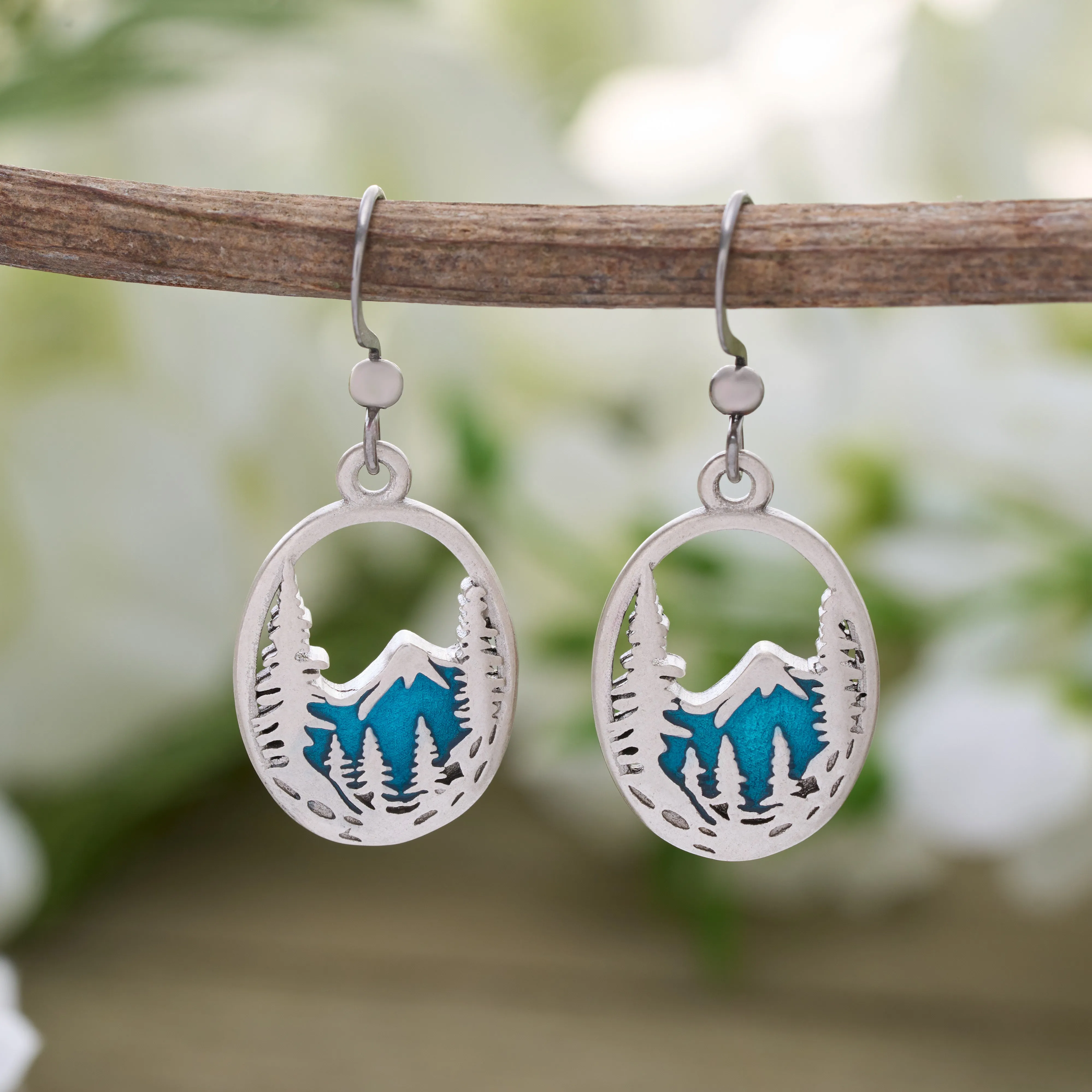 Snowy Forest Mountain Earrings