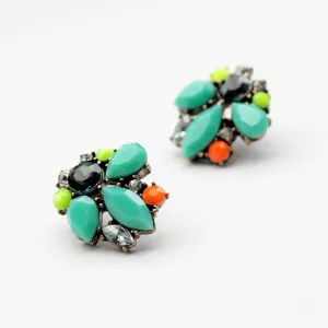 Statement Trendy Jewelry Shiny Green Resin Plant Stud Earrings For Women