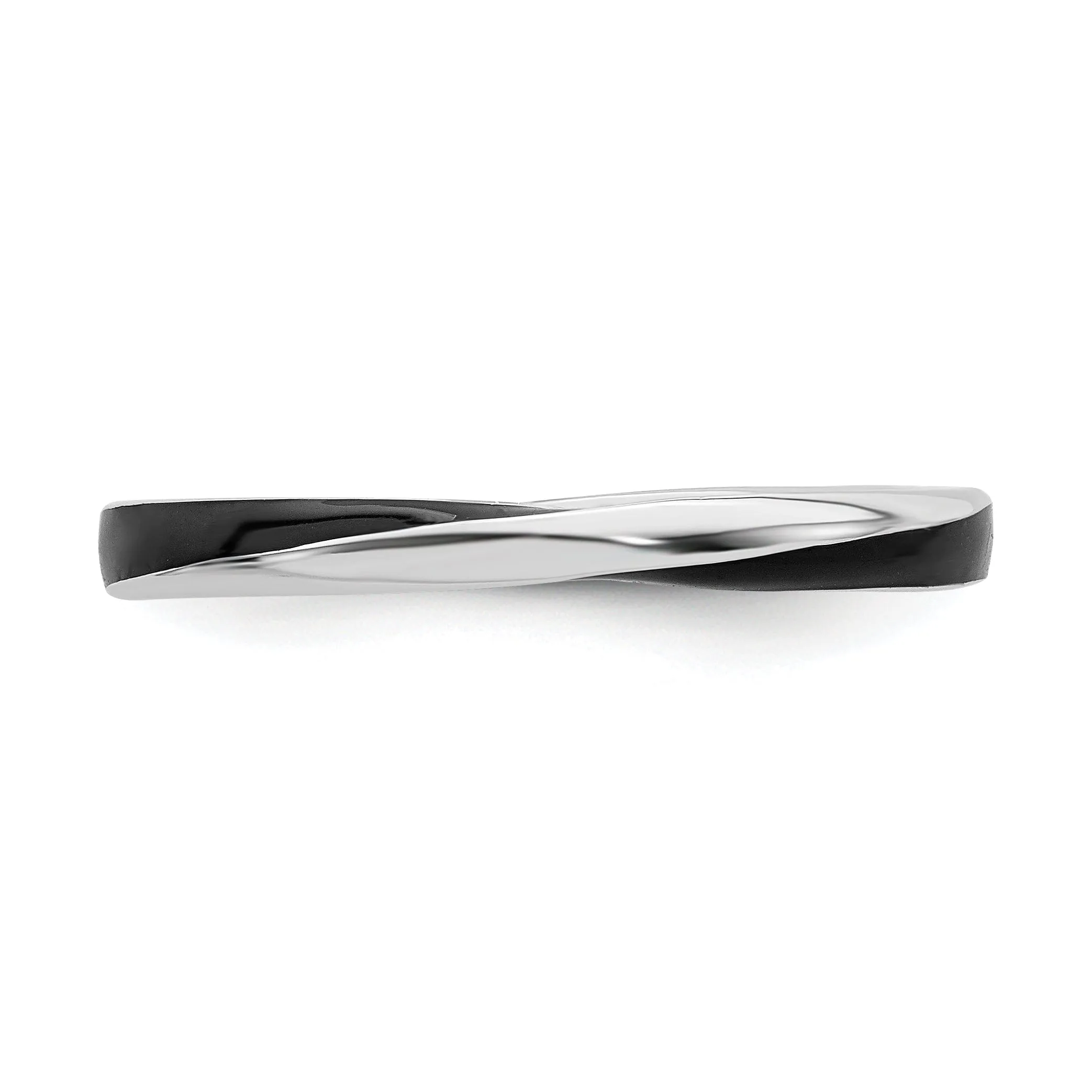 Sterling Silver Black Enameled Stackable Ring